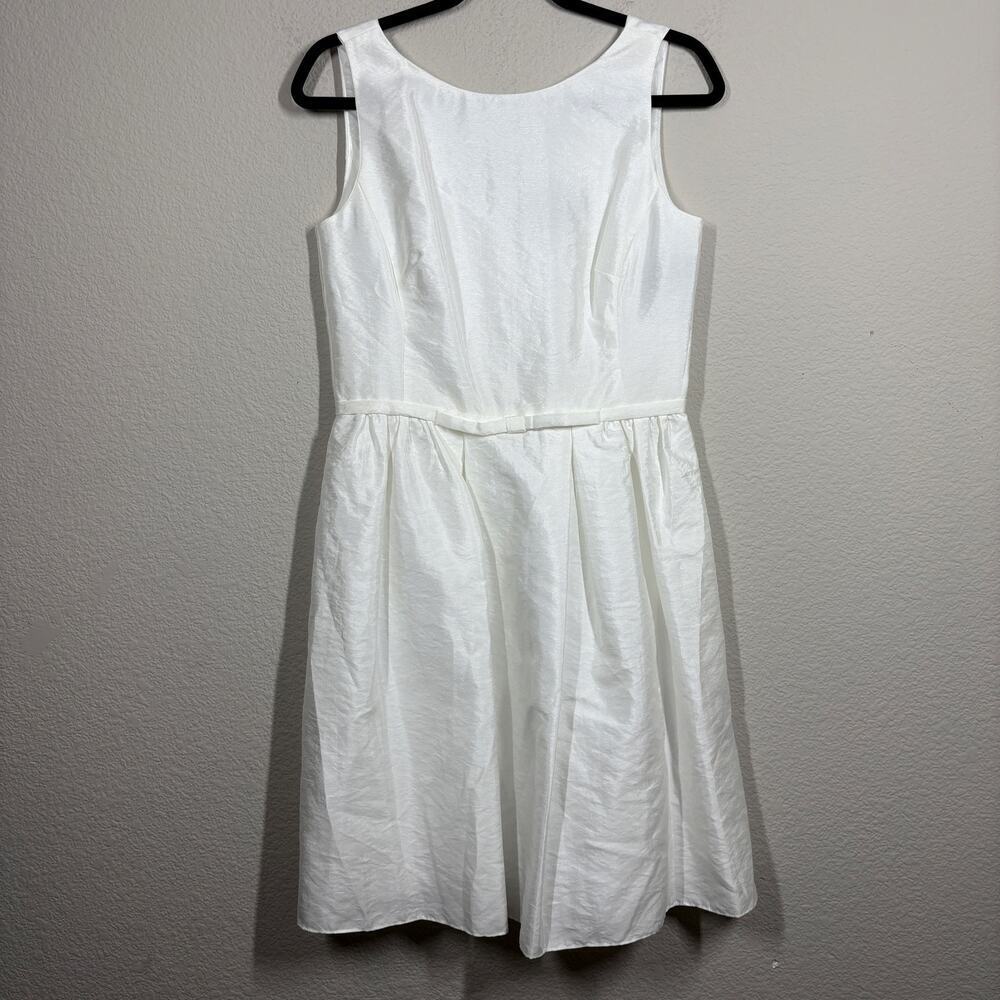 Just Taylor Womens 6 Shift Mini Dress White Empire Bow Hourglass Sleeveless